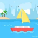 Coloring Book: Boat On Sea